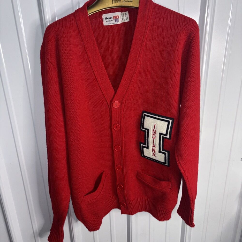Indiana Hoosiers Vintage Varsity Letter Cardigan Sweater EUC Mens Size Med RARE